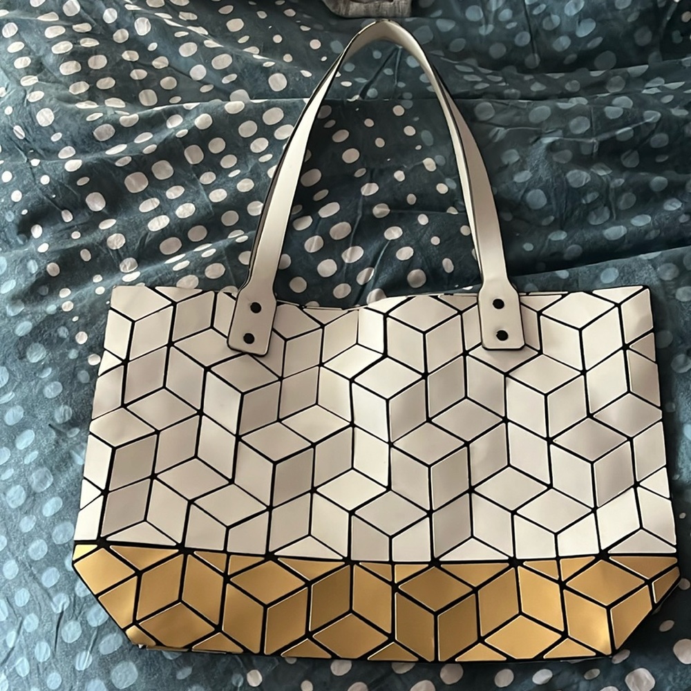 Patrizia Luca white and gold origami bag